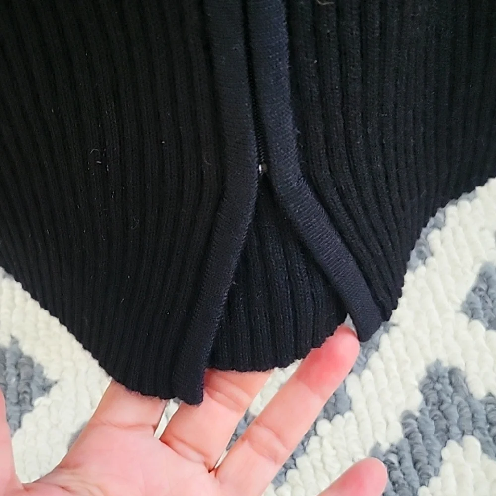 Carole Little Sweater Dress, Large, Black & Gray
